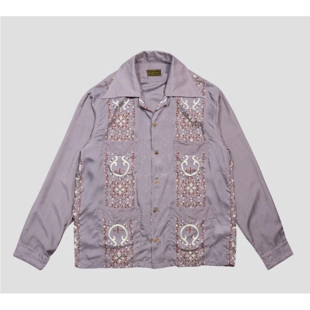 Kapital Havanaja Lavender Embroidered Lightweight Long Sleeve Shirt Sz 2